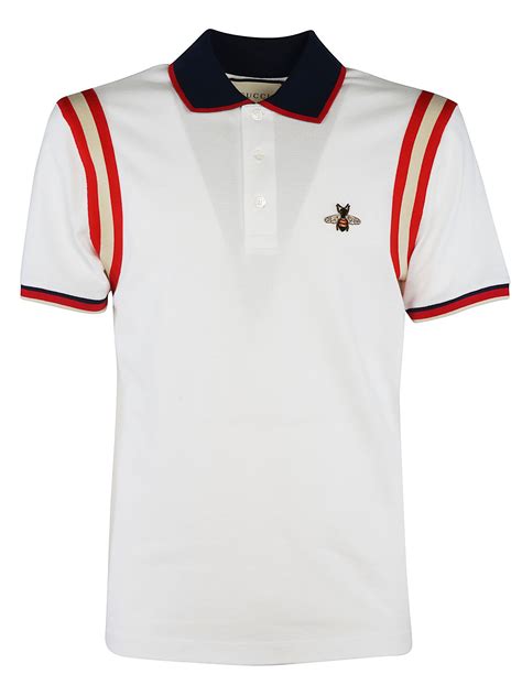 white gucci poli|gucci bee embroidered polo shirt.